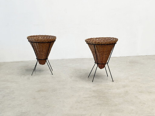 Set of two rattan baskets