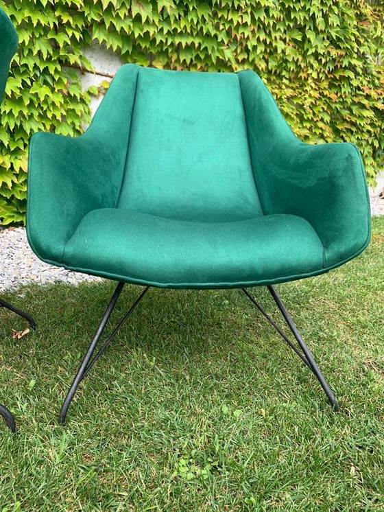 Image 1 of Pair Of Concha Armchairs In New Velvet By Carlo Hauner And Martin Eisler C.A 1954