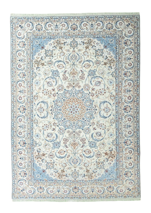 Hand-knotted Nain Oriental Rug With Silk - 350 X 244 Cm