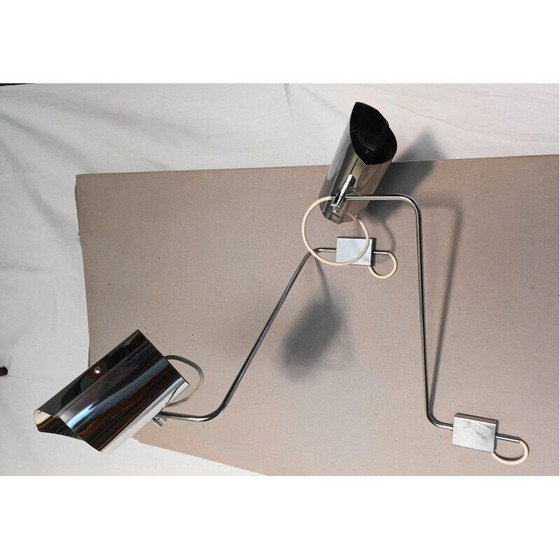 Image 1 of Pair of vintage chrome metal wall lamps, 1970s
