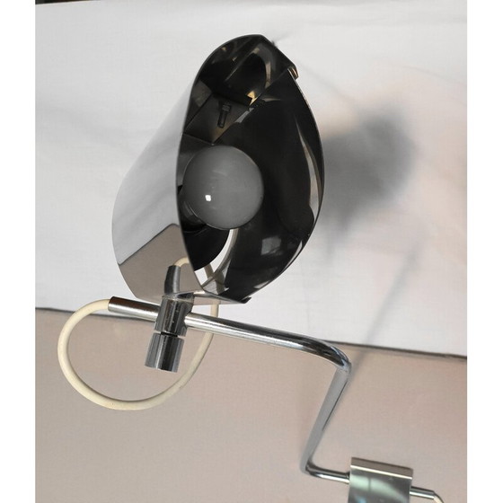 Image 1 of Pair of vintage chrome metal wall lamps, 1970s
