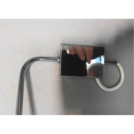 Image 1 of Pair of vintage chrome metal wall lamps, 1970s