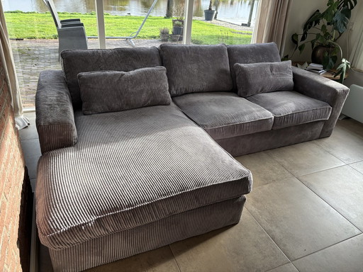 Ribbed Fabric Corner Sofa Anthracite