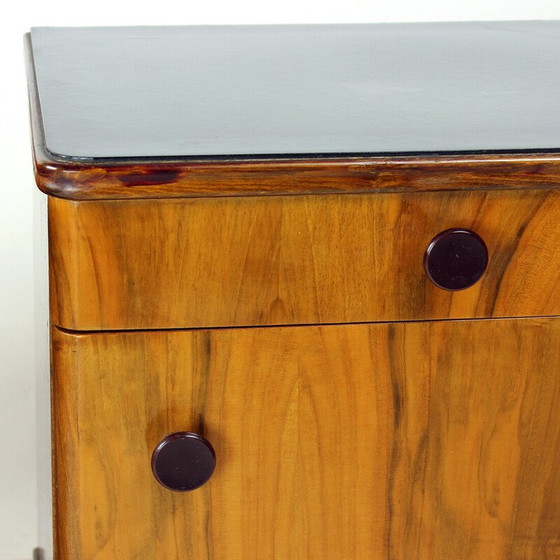 Image 1 of Pair of vintage walnut bedside tables, Czechoslovakia 1950