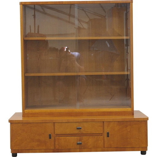 Vintage art deco bookcase, Czechoslovakia 1930