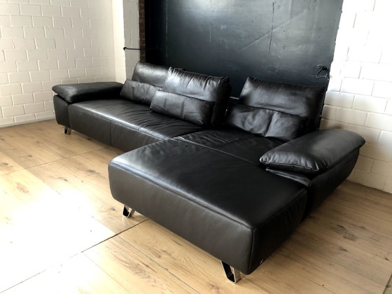 Image 1 of Musterring leather sofa with seat depth adjustment