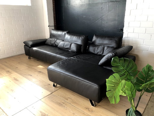 Musterring leather sofa with seat depth adjustment