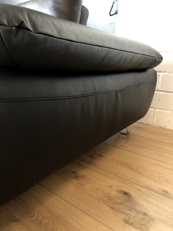 Image 1 of Musterring leather sofa with seat depth adjustment