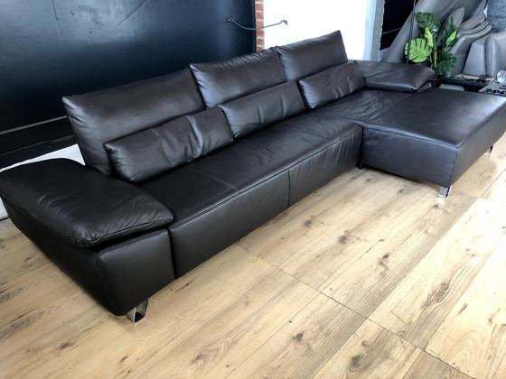 Image 1 of Musterring leather sofa with seat depth adjustment