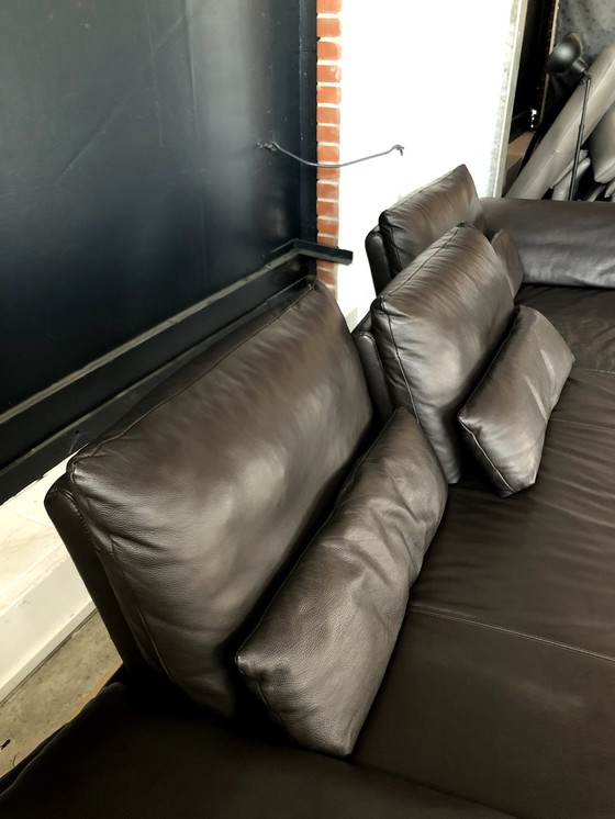 Image 1 of Musterring leather sofa with seat depth adjustment