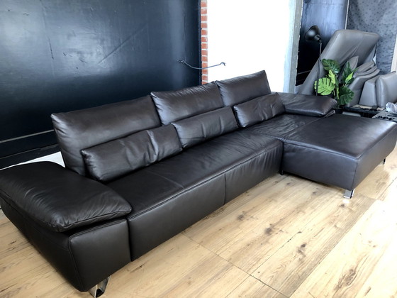 Image 1 of Musterring leather sofa with seat depth adjustment