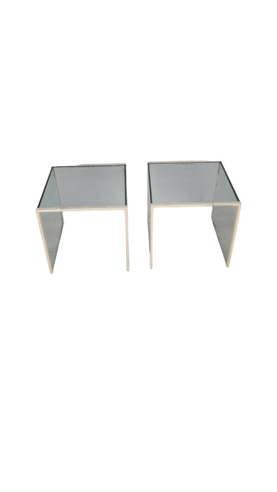 Image 1 of Post modern side tables glass 1980s (2)