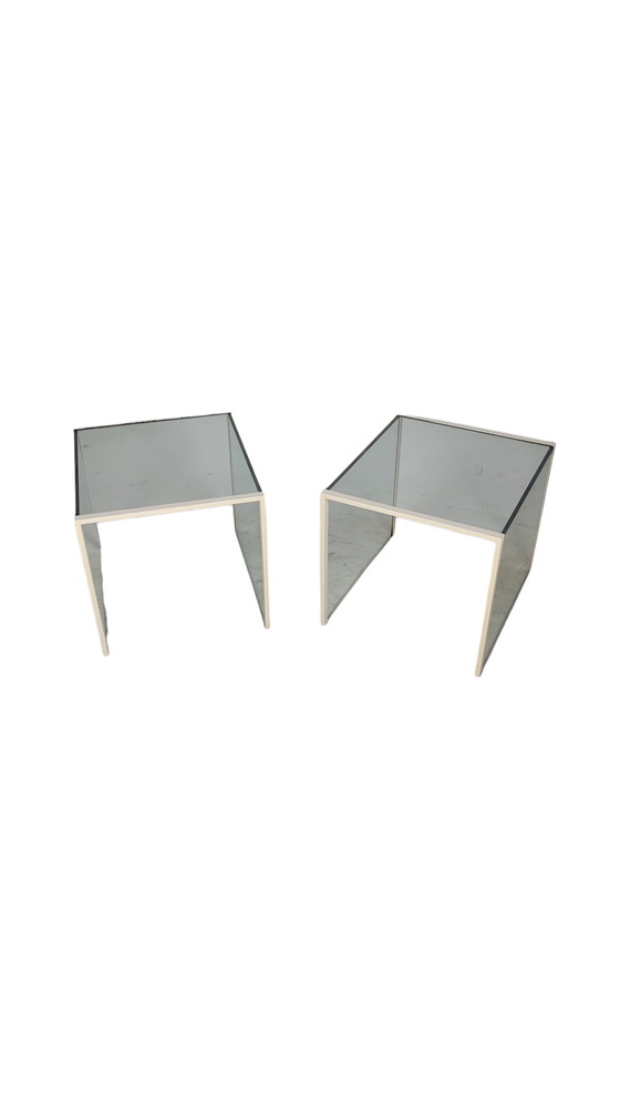 Image 1 of Post modern side tables glass 1980s (2)