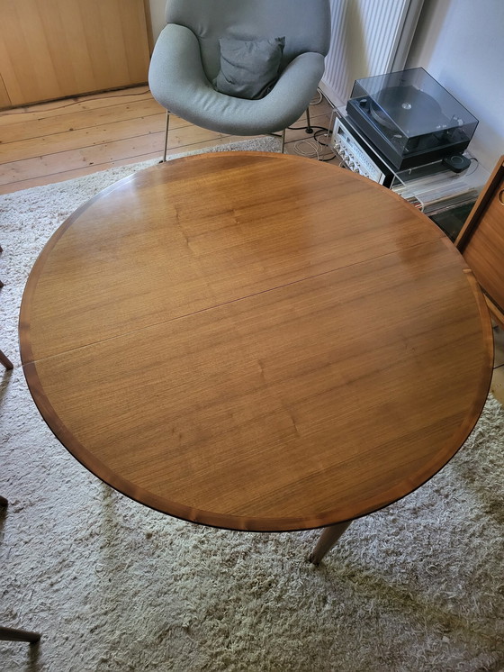 Image 1 of Lübke dining table round extendable teak walnut