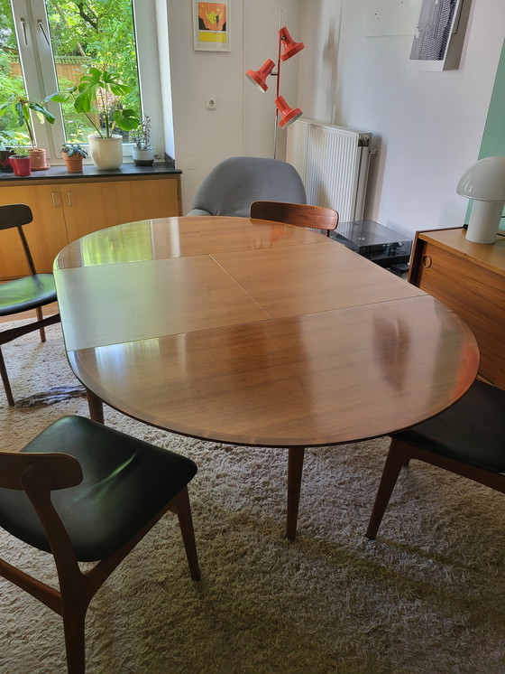 Image 1 of Lübke dining table round extendable teak walnut