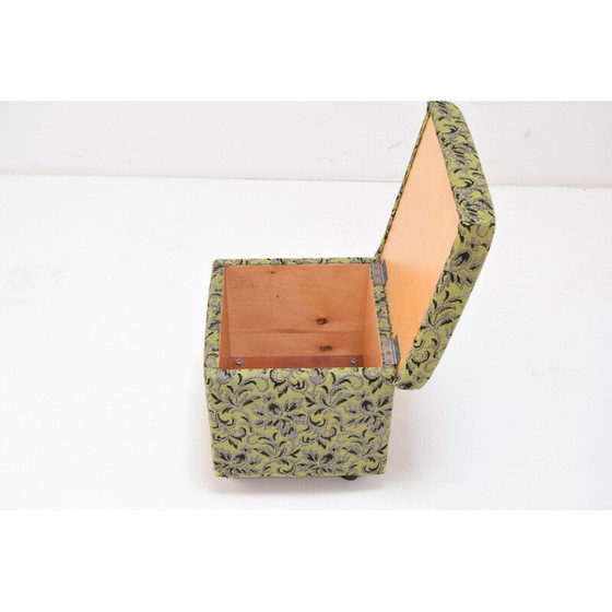 Image 1 of Mid-century fabric foot stool with wheels, Czechoslovakia 1970s