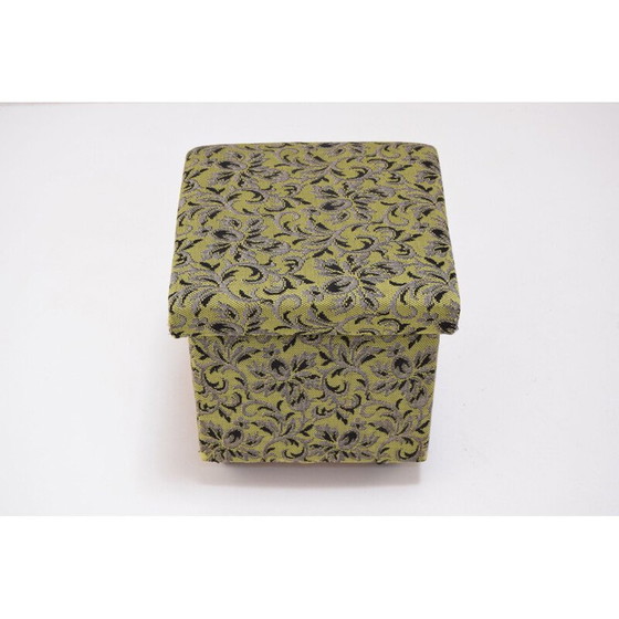Image 1 of Mid-century fabric foot stool with wheels, Czechoslovakia 1970s