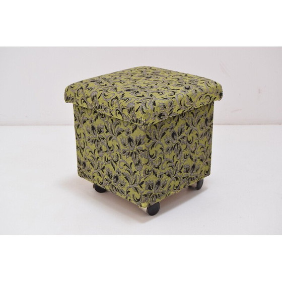 Image 1 of Mid-century fabric foot stool with wheels, Czechoslovakia 1970s