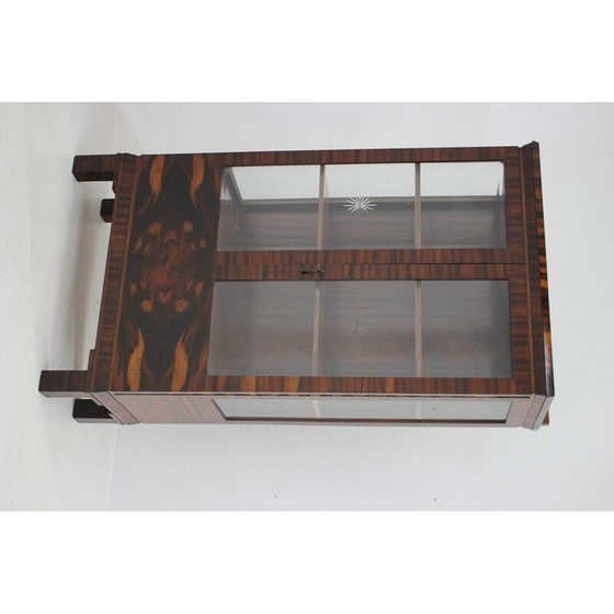 Image 1 of Vintage Art Deco display cabinet in rosewood and glass, Czechoslovakia 1930s