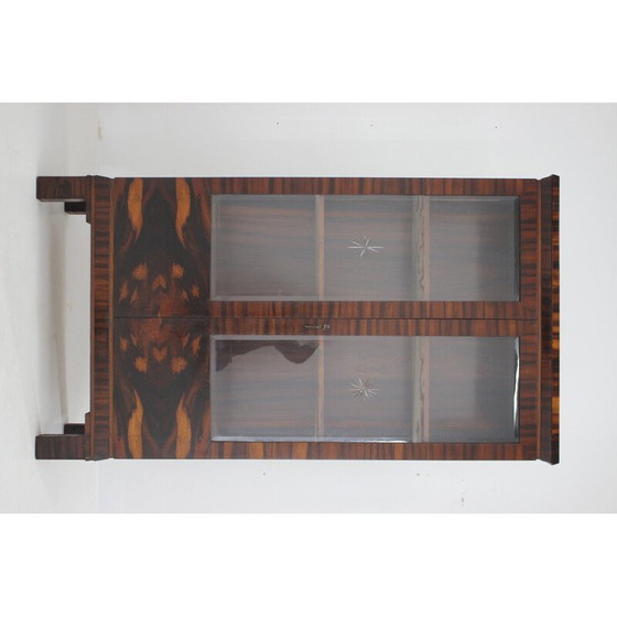 Image 1 of Vintage Art Deco display cabinet in rosewood and glass, Czechoslovakia 1930s