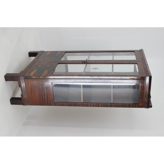 Image 1 of Vintage Art Deco display cabinet in rosewood and glass, Czechoslovakia 1930s