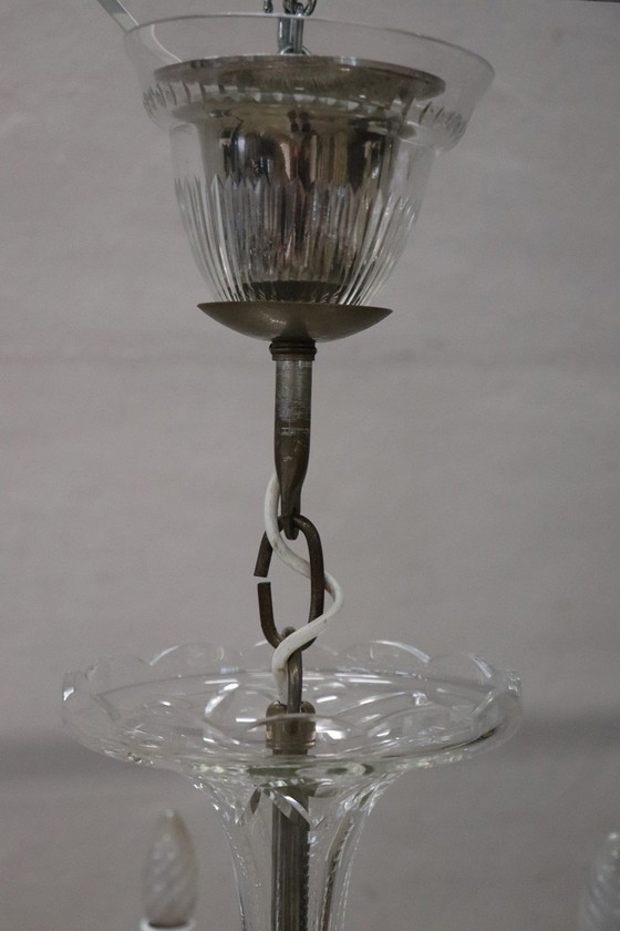 Image 1 of Vintage Transparent Murano Glass Chandelier