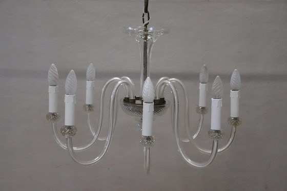 Image 1 of Vintage Transparent Murano Glass Chandelier