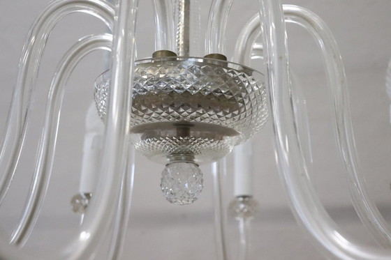 Image 1 of Vintage Transparent Murano Glass Chandelier