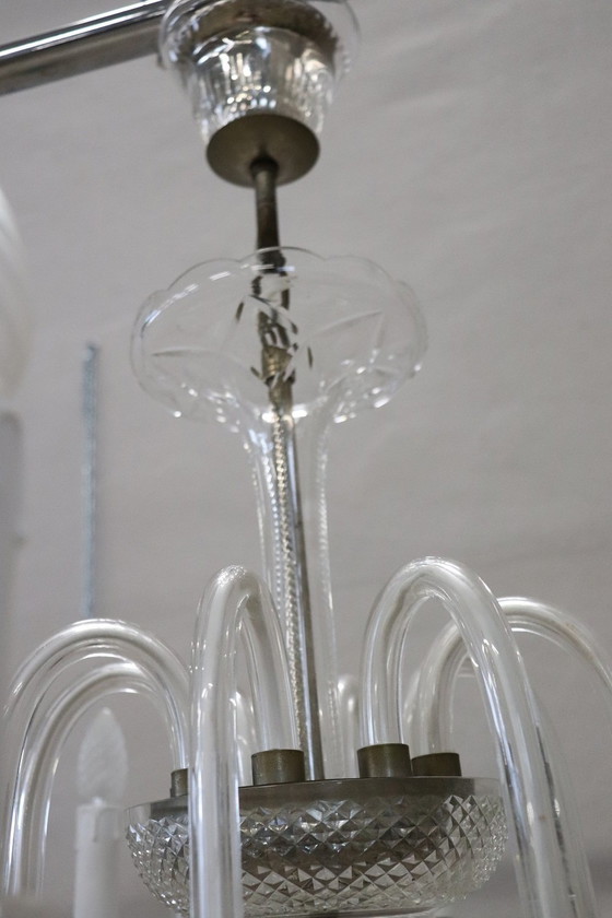 Image 1 of Vintage Transparent Murano Glass Chandelier