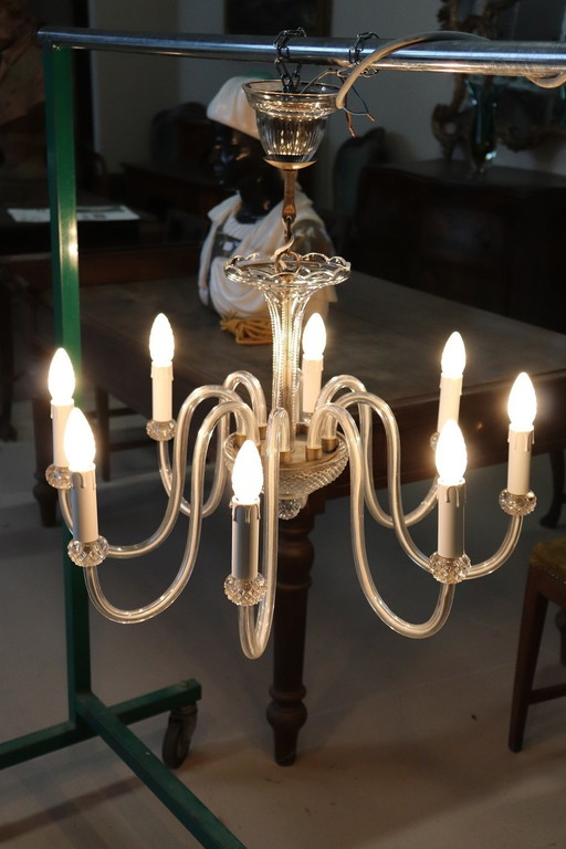 Vintage Transparent Murano Glass Chandelier