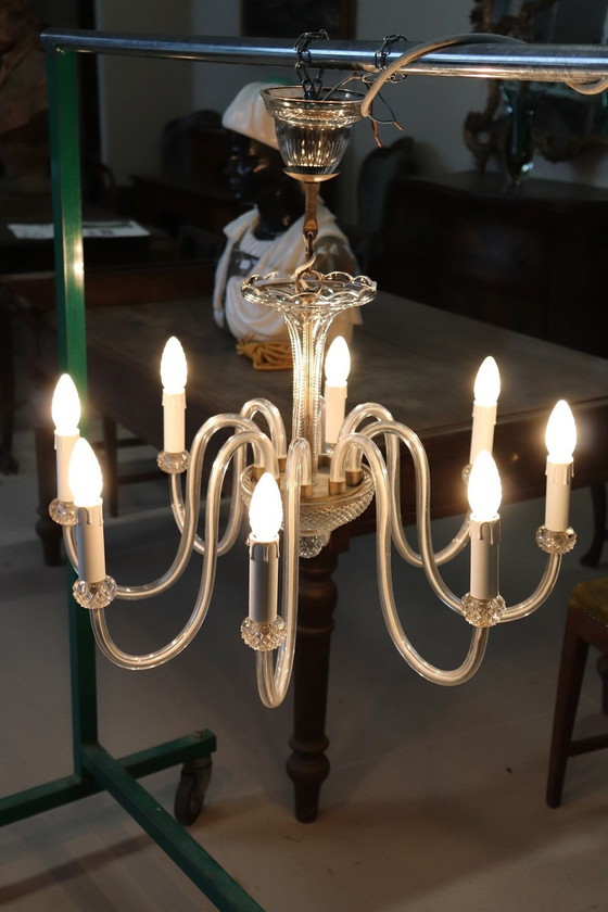 Image 1 of Vintage Transparent Murano Glass Chandelier