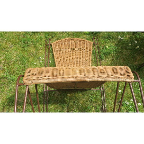 Image 1 of Set of 4 vintage rattan and iron garden chairs by Frederick Weinberg, USA 1960