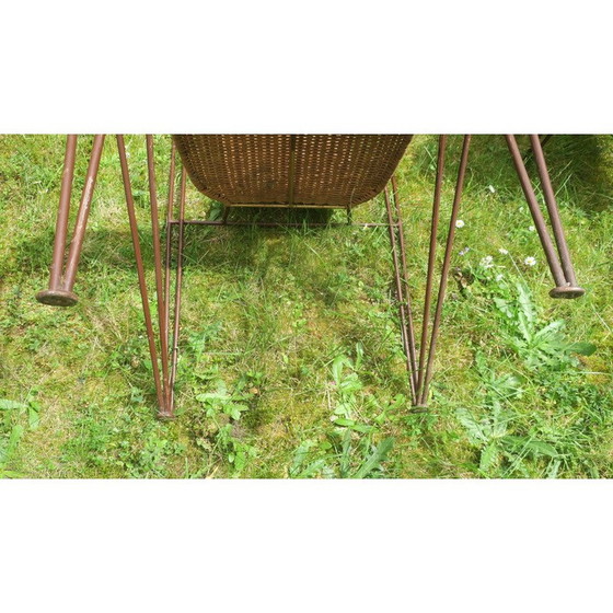 Image 1 of Set of 4 vintage rattan and iron garden chairs by Frederick Weinberg, USA 1960