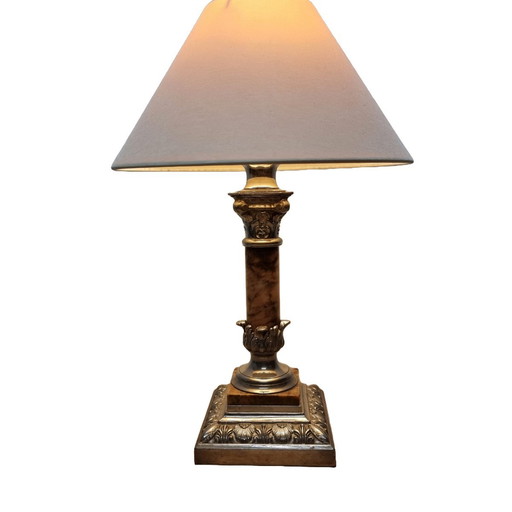 Classic French Table Lamp With Marble From Around 1900