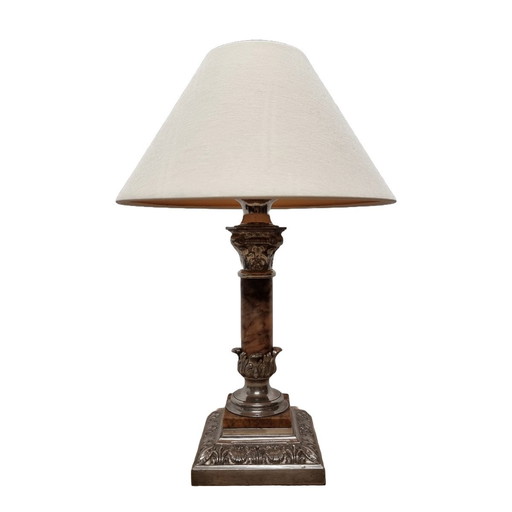 Classic French Table Lamp With Marble From Around 1900