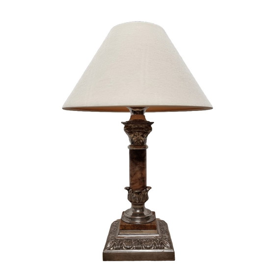 Image 1 of Classic French Table Lamp With Marble From Around 1900