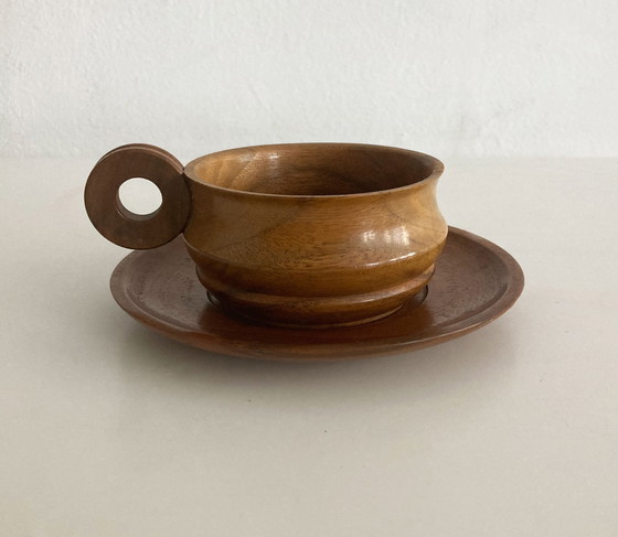 Image 1 of Set di tazze in legno vintage anni '70