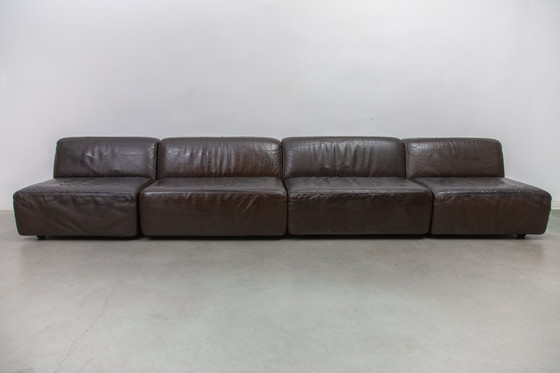 Image 1 of  1970S Brown Leather  Modular Sofa By Durlet