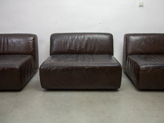 Image 1 of  1970S Brown Leather  Modular Sofa By Durlet