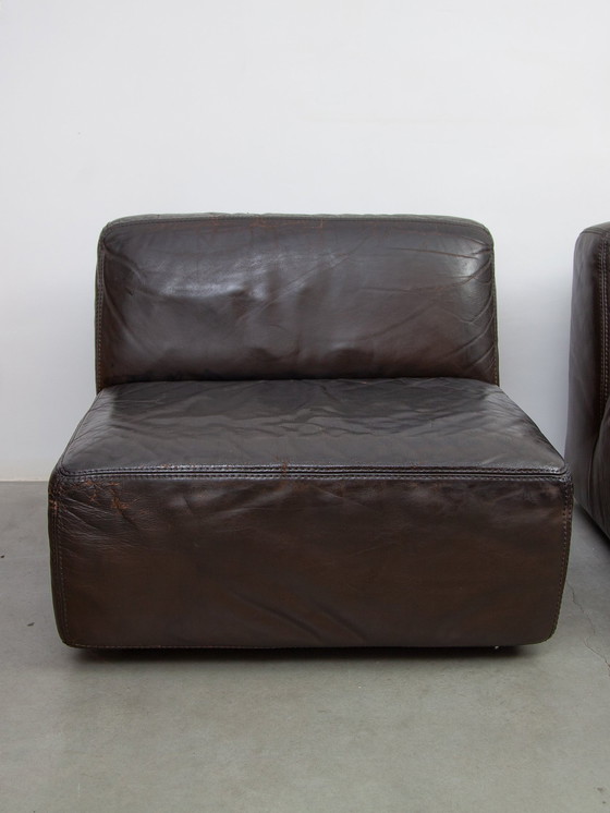 Image 1 of  1970S Brown Leather  Modular Sofa By Durlet