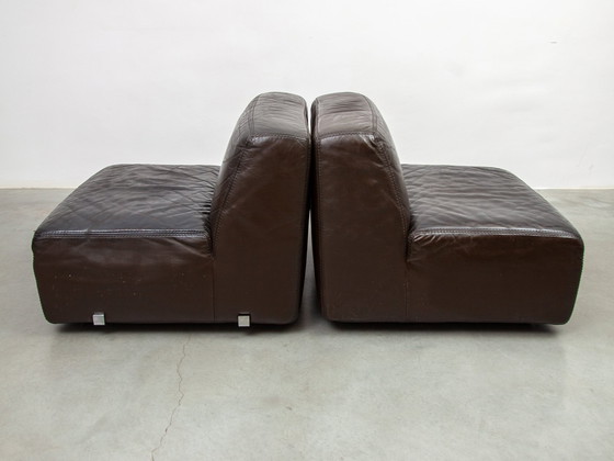 Image 1 of  1970S Brown Leather  Modular Sofa By Durlet