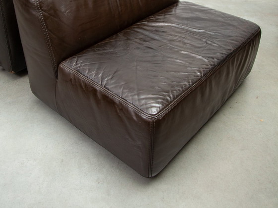 Image 1 of  1970S Brown Leather  Modular Sofa By Durlet