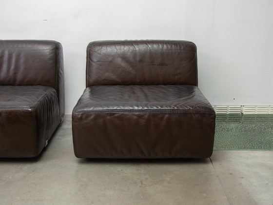 Image 1 of  1970S Brown Leather  Modular Sofa By Durlet