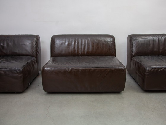 Image 1 of  1970S Brown Leather  Modular Sofa By Durlet