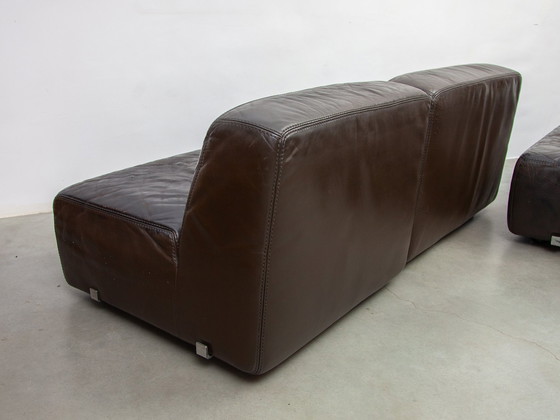 Image 1 of  1970S Brown Leather  Modular Sofa By Durlet