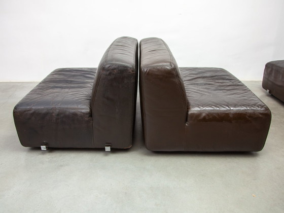 Image 1 of  1970S Brown Leather  Modular Sofa By Durlet