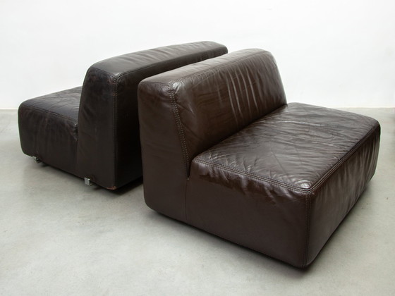 Image 1 of  1970S Brown Leather  Modular Sofa By Durlet