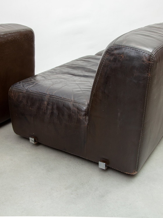 Image 1 of  1970S Brown Leather  Modular Sofa By Durlet