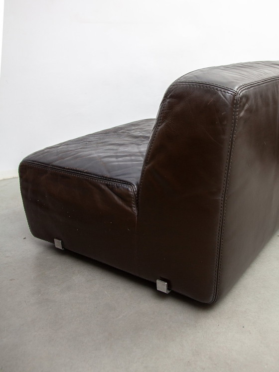 Image 1 of  1970S Brown Leather  Modular Sofa By Durlet