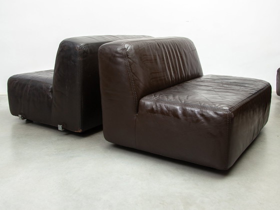 Image 1 of  1970S Brown Leather  Modular Sofa By Durlet